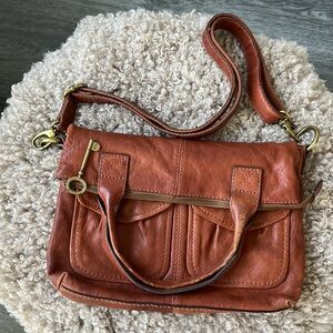 Fossil Convertible Crossbody Tote Handbag - Cognac
